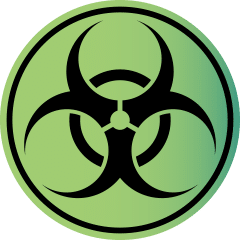 Green biohazard cleaning symbol