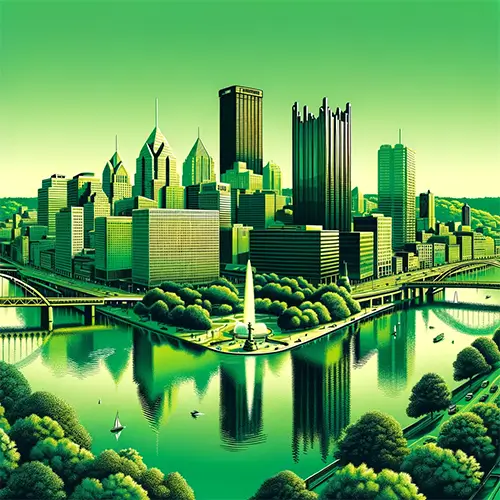 Pittsburgh, Pennsylvania with a green tint