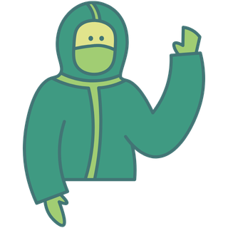 Biohazard response plan step showing professional cleanup icon