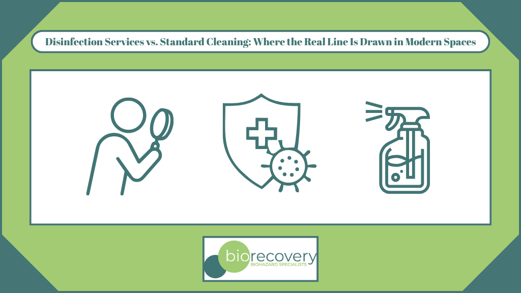 Featured image for “Disinfection Services vs. Standard Cleaning: Where the Real Line Is Drawn in Modern Spaces”